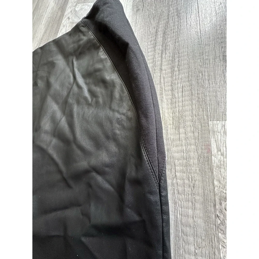 Chico's Skirt Size 1.5 US 8 Reg Black Faux Leather Cody Panel Pencil Skirt Slit‎